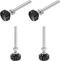 Vista 50 de Uxcell 4 juegos de perillas estriadas con tornillos de pulgar y tuercas, rosca macho métrica M6 x 35 mm, cabeza de plástico de 25 mm, perillas