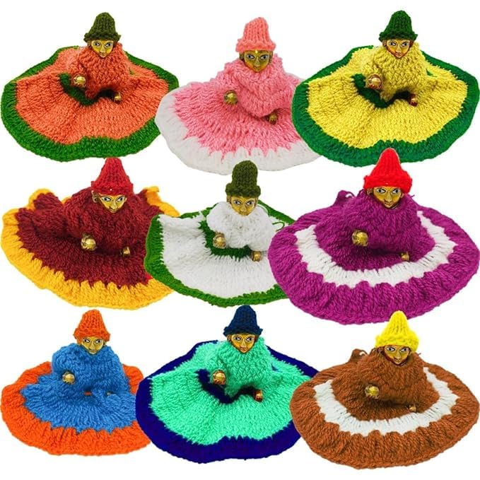 Laddu Gopal Hand Made Winter Woolen Dress Size no.1 & 8 No. (Pack of 4) Multicolor (Multicolor, 4-5)