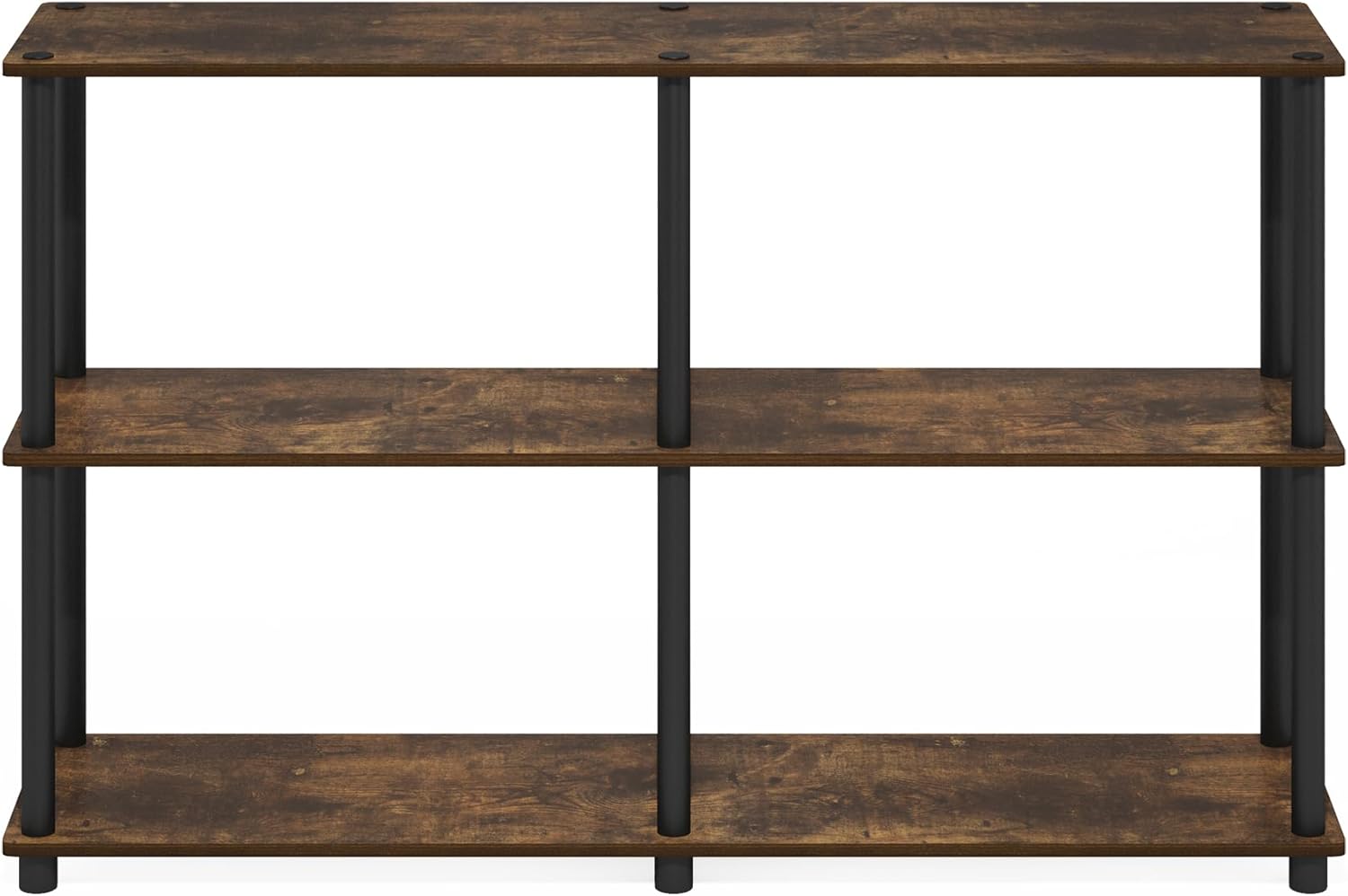 Furinno Turn-N-Tube Storage Shelves, 3-Tier 47.4 Wide Book Shelf, Corner Shelf, Toolless Open Shelves, for Organization and Storage, Living Room, Garage, Home Office, Amber Pine