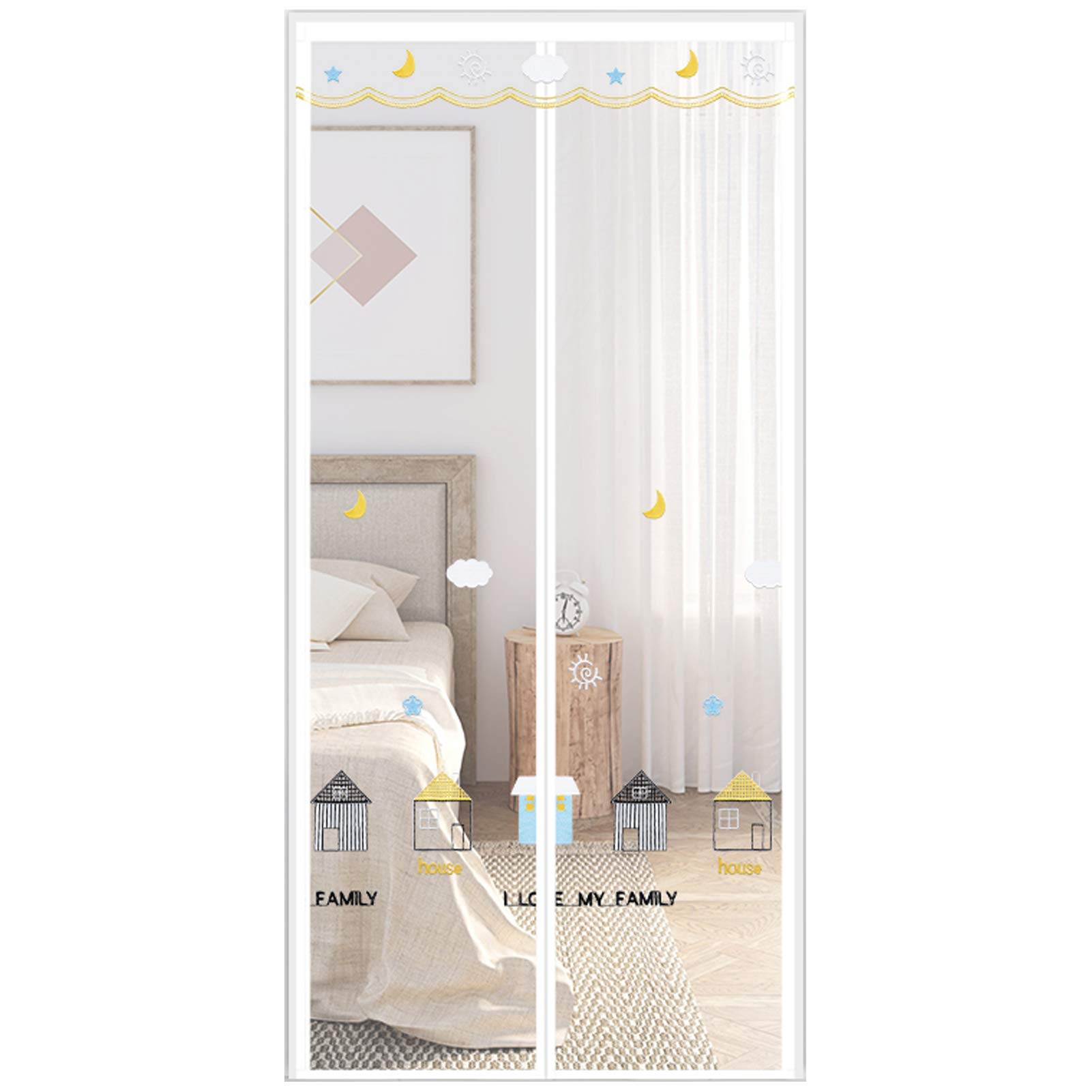 Moskitiera magnetyczna, siatkowa moskitiera na drzwi z magnesami, wytrzymała, bez użycia rąk, moskitiera, na patio, balkon, salon, B, 80 x 210 cm