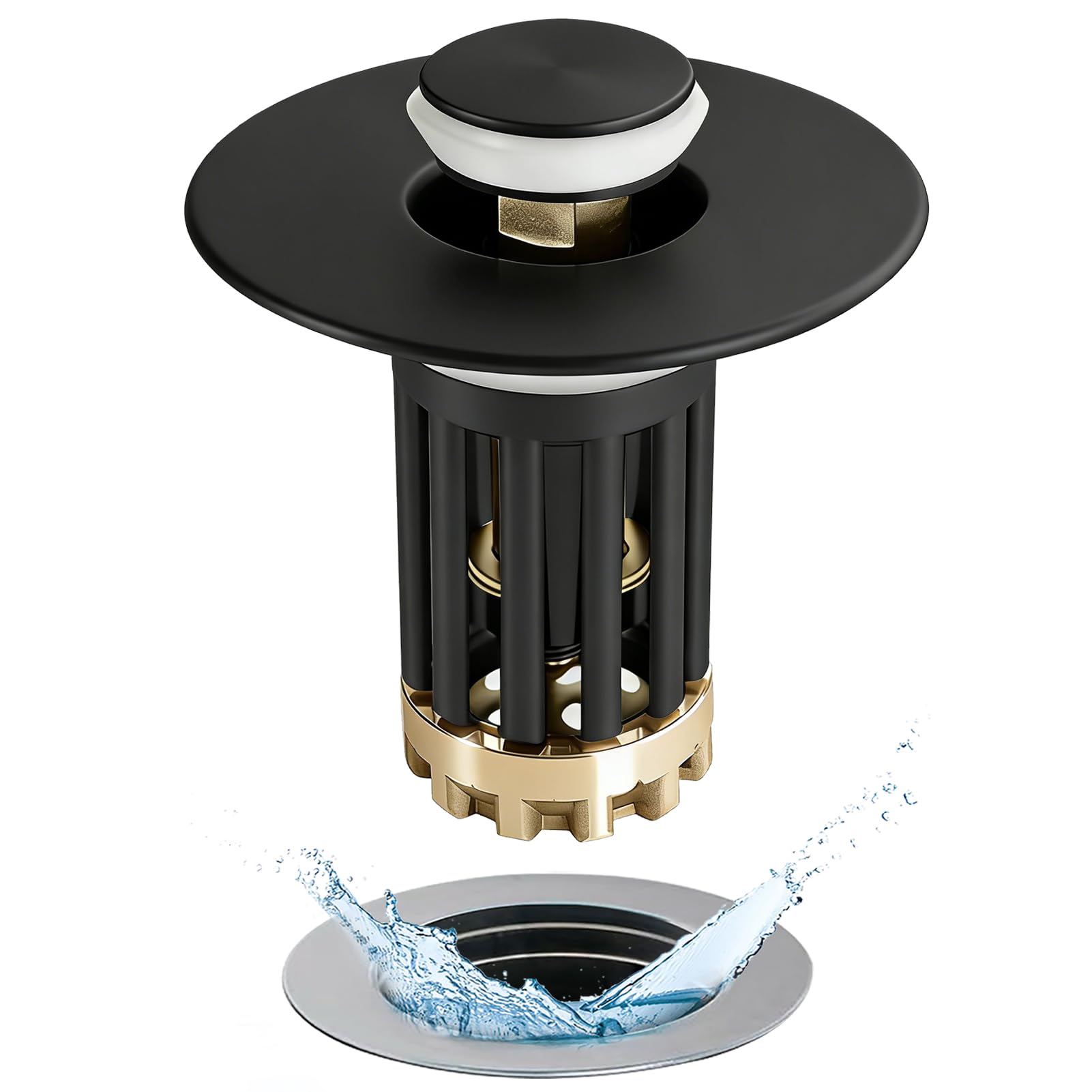Anlige 3 in 1 Pop Up Bathroom Sink Stopper, Bathroom Sink Drain Strainer