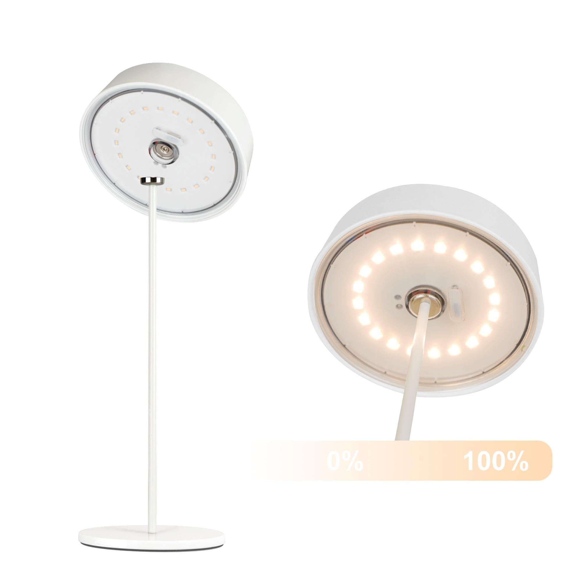 Palmina 901,lampade da tavolo senza fili,lampade da tavolo ricaricabili E Dimmerabile In Alluminio,abat jour senza fili 4400mah,Protezione IP54,luce da tavolo esterno/Interno/Bianco