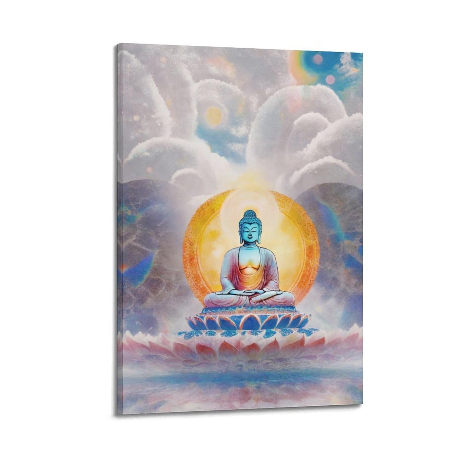 XKUGA Indian Buddhism Poster Zen Spiritual Buddha Venerable Modern Decorative Canvas Prints - Ideal Wall Art for Family, Man Cave, Game Room, Boys & Girls Bedroom 24x36inch(60x90cm)