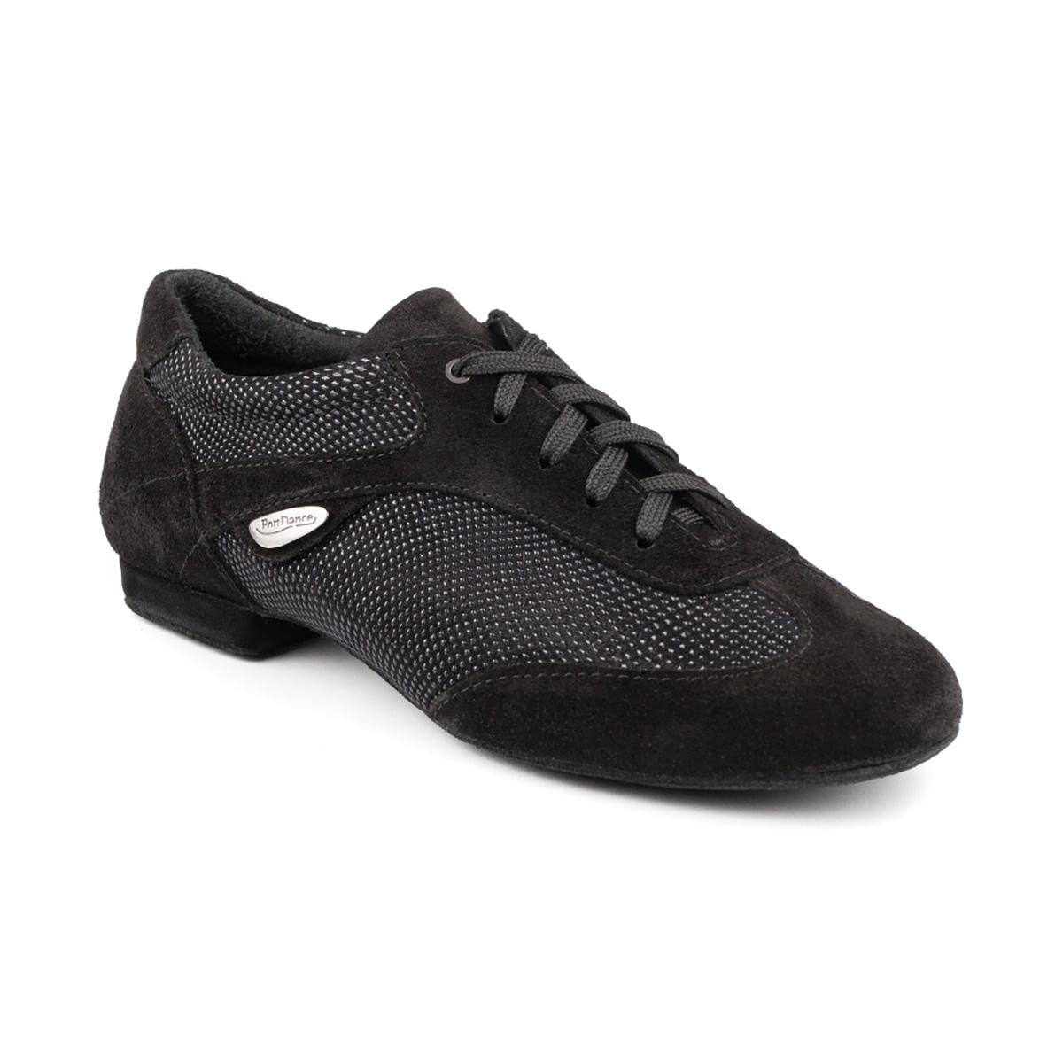 Portdance Damen Tanzschuhe PD07 - Nubuck/Beverly Schwarz - 1 cm Micro-Heel - Normalweite - Made in Portugal
