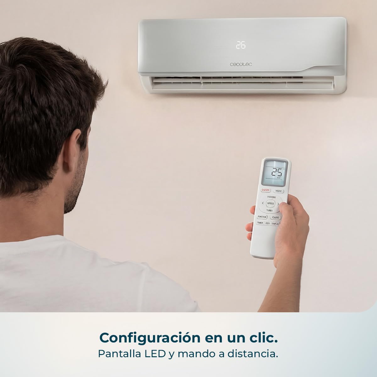 Cecotec Aire Acondicionado Split AirClima 12000 Wind Connected A+++. Inverter, 12000 BTU, Eficiencia A+++, Wi-Fi App, Bomba de Calor, Deshumidificador 26,4 L/día, Temporizador 24h, Pantalla LED