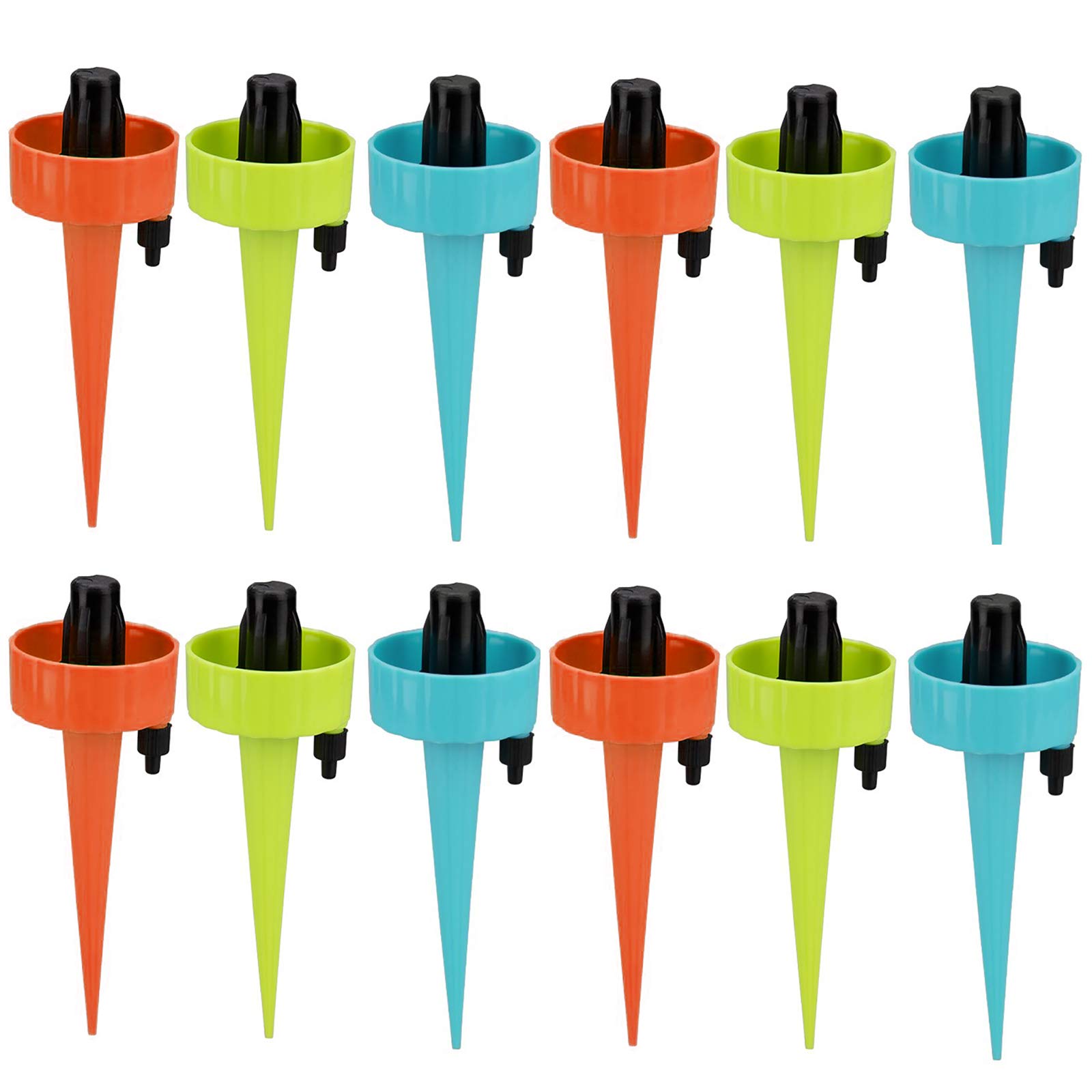 Plant Self Watering Spikes, Self Plant Waterer, Automatic Plant Waterer Constant Fow Drip Irrigation with Control Valve Switch for Garden Home (Pack of 12)