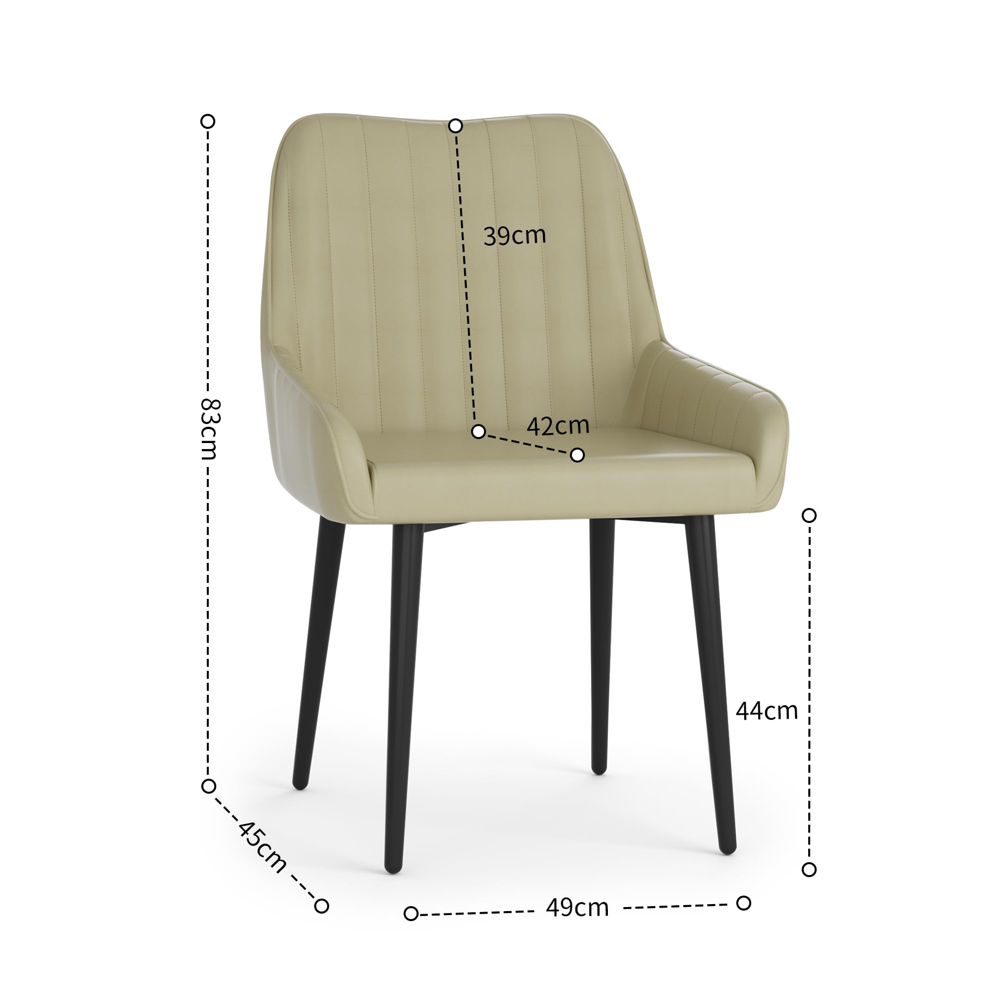 Set 2 Sedie Da Cucina FiveWillowise - Schienale Ergonomico, Gambe Metallo, Verde Nebbia