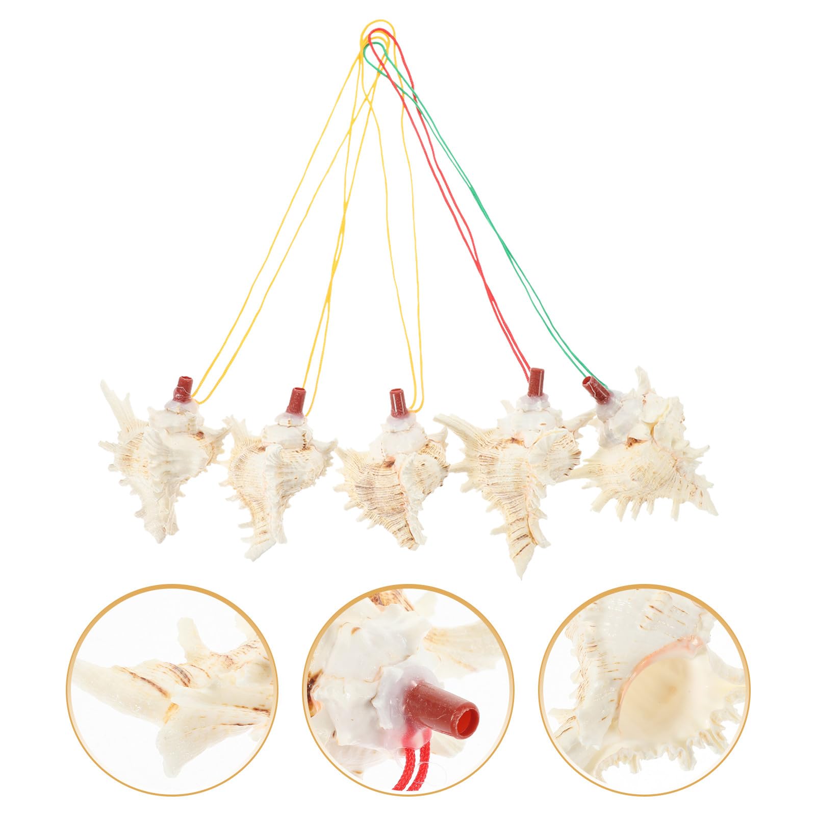 Silbato de Concha Colgante, 10 Piezas en Color Claro para Niños | Forma de Concha, Diseño Creativo y Resistente, para Celebraciones y Ocasiones Obsequios, Estilo Collar