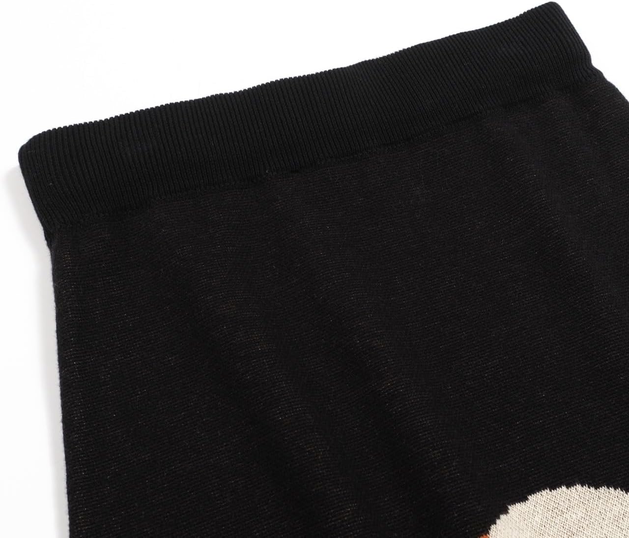 OXKnit Knittd Midi Skirts for Women, 1960s Mod Style Casual Retro Tiger Pattern High Waist A Line Cotton Black Skirts