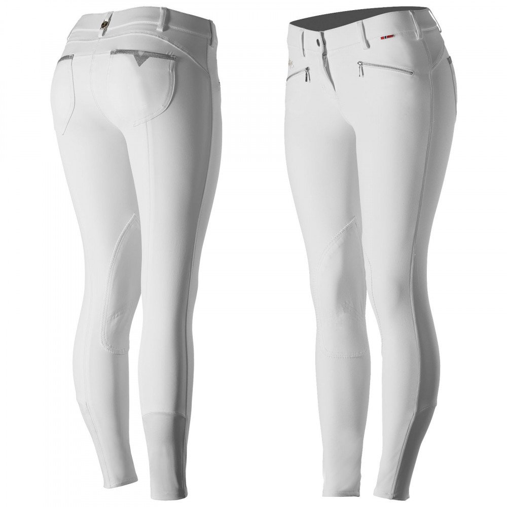 Horze B Vertigo Claire Women's Medium Waist Knee Patch Breeches Bright White