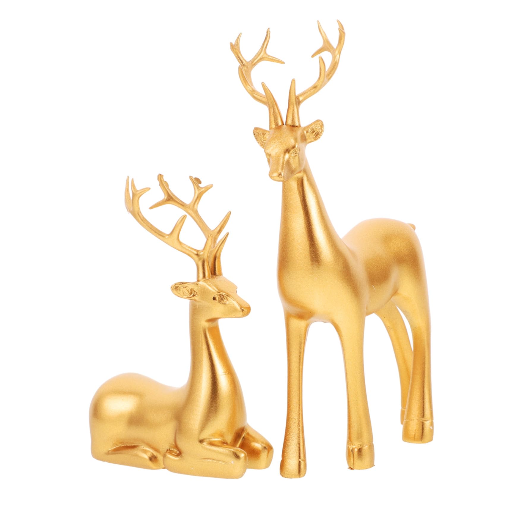 2 Stück Weihnachtliche Rentier Figuren aus Resin Kleine Dekorative Hirschstatuen mit Detaillierter Gestaltung Kreative Elch skulpturen für Wohnzimmer Tisch Raumdekoration