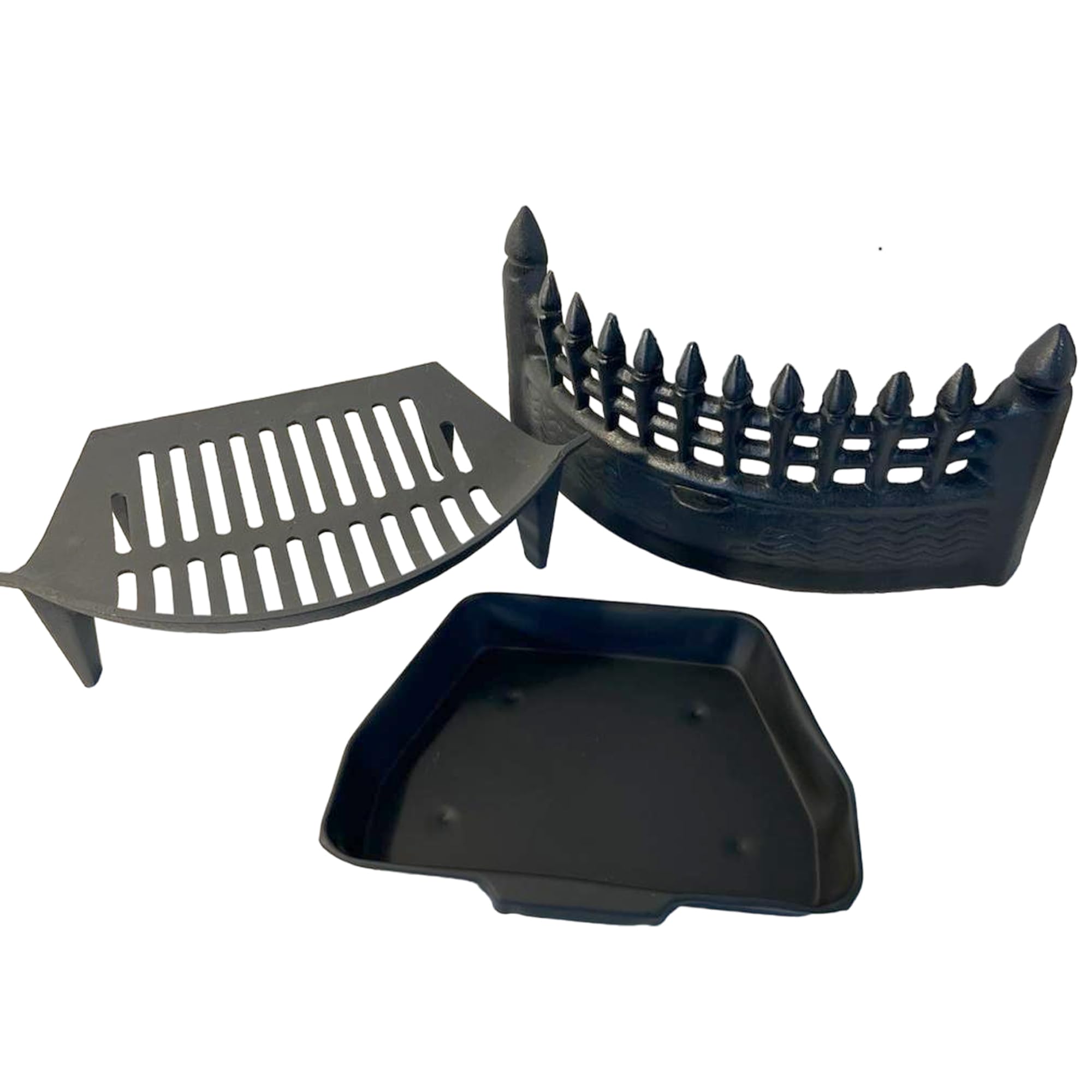 Heavy Duty 16 Inch Grate, Castle front and ash pan set | 16' Castle Fire Front Fret Matt Black | Heavy Duty 16 Inch Grate for 16' fireback