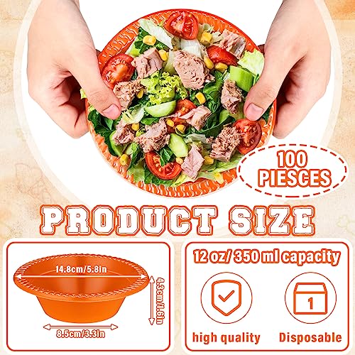 Image of Lallisa 100 Pcs 12oz Orange Disposable Plastic Bowls Party