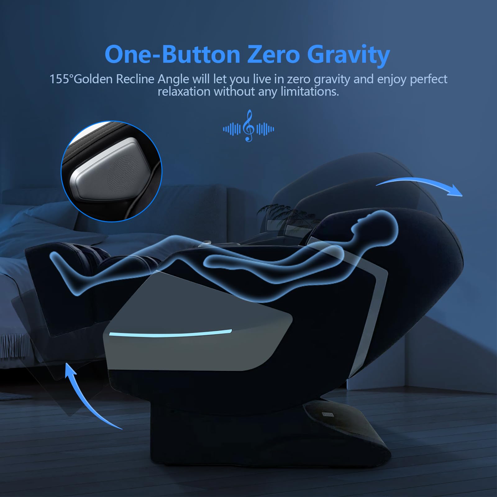 Fauteuil de Massage électrique Zero Gravity - Fauteuil de Massage Shiatsu inclinable avec roulettes pour Les Pieds - Système de Massage à l'air - Thérapie par la Chaleur intégrée