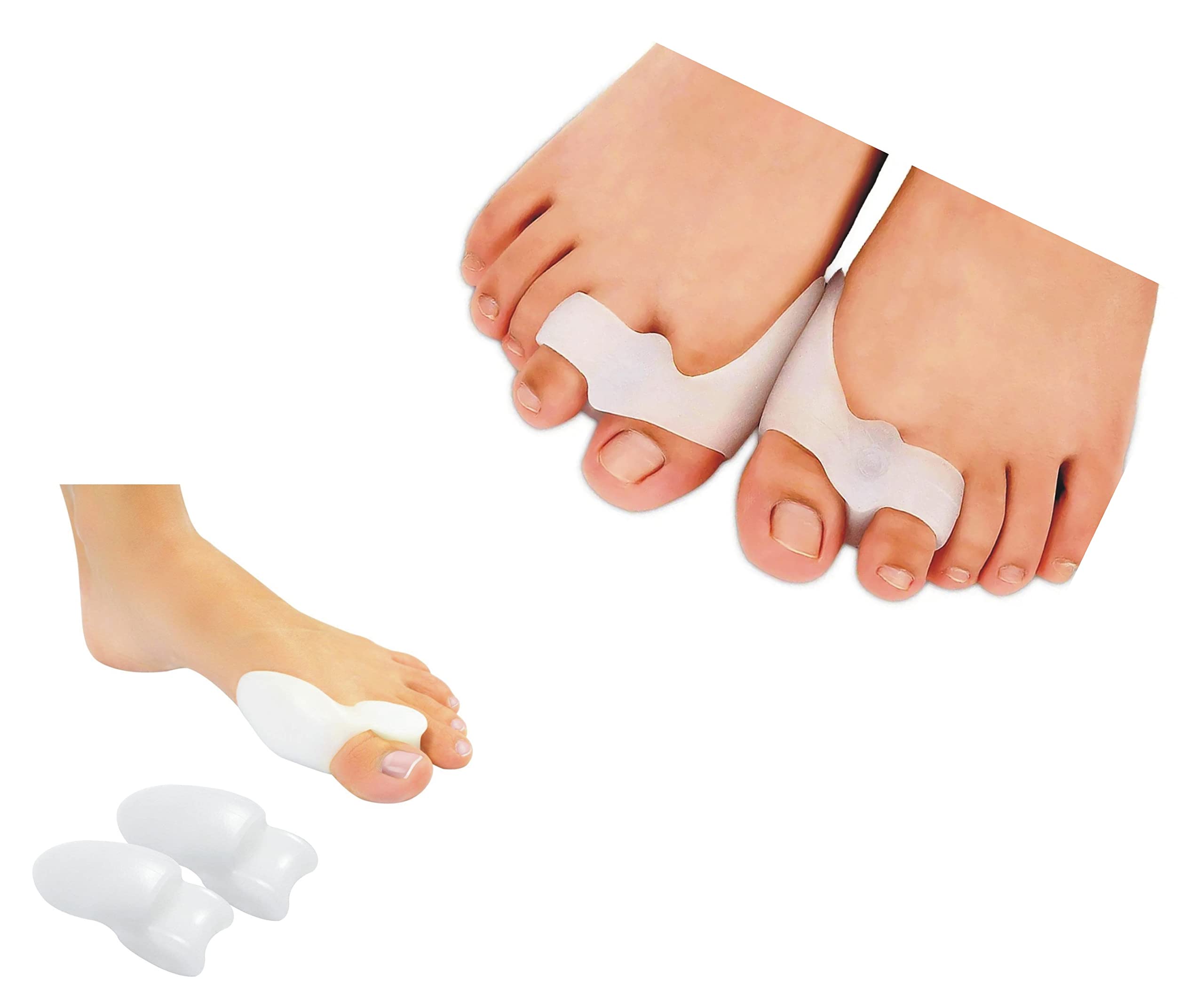 jeoga® Combo Pack of 4 pieces Toe Bunion Corrector Separator Bunion Relief Protector Sleeves Kit Treat Pain in Hallux Valgus Tailors Big Toe Joint Hammer Bunion protector