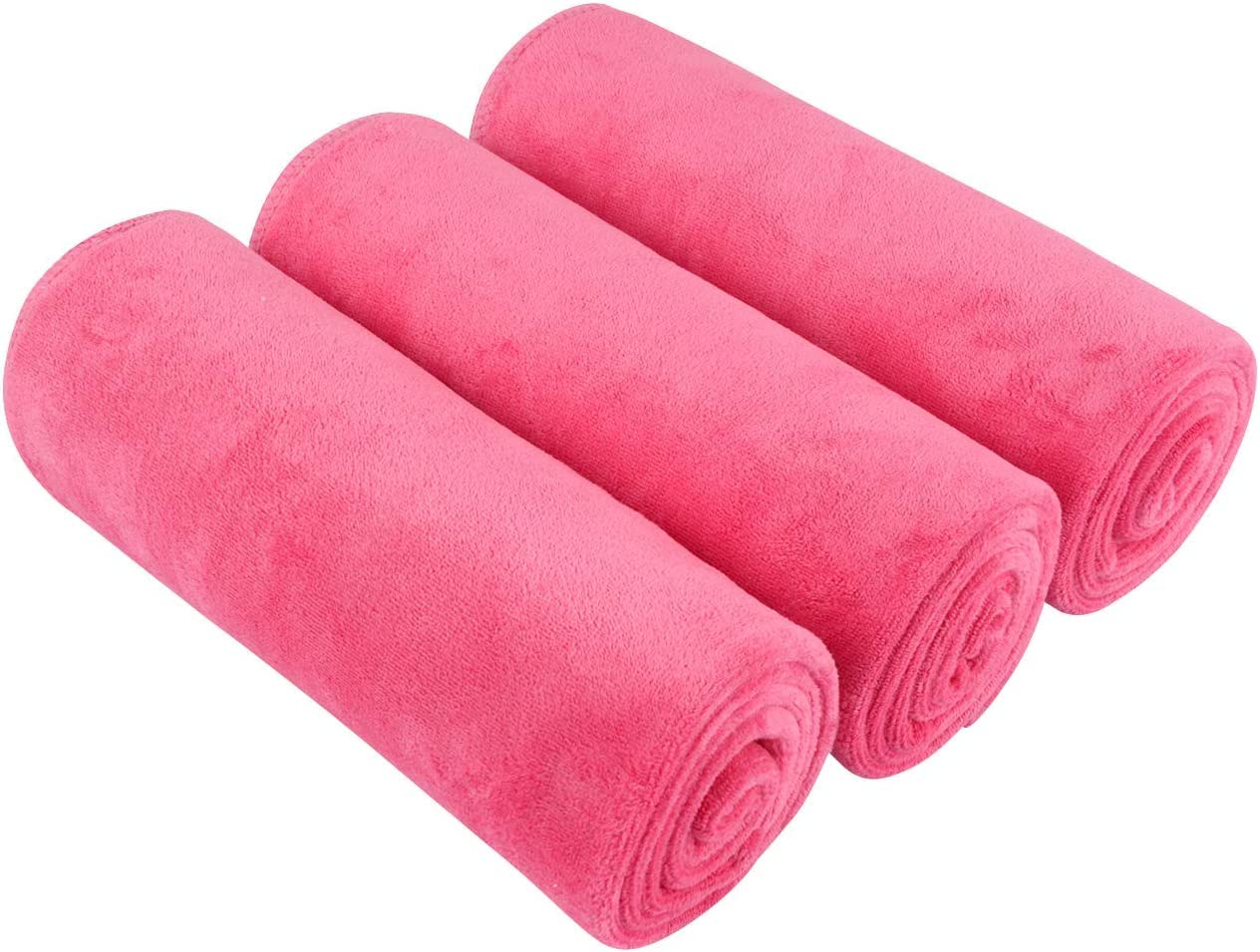 BW&HM Gym Towel Sweat Towel Quick Dry Absorbent Microfibre Workout Sport Fitness Towels For Men Women 40 x 80cm 3 Pack (Dark Pink)