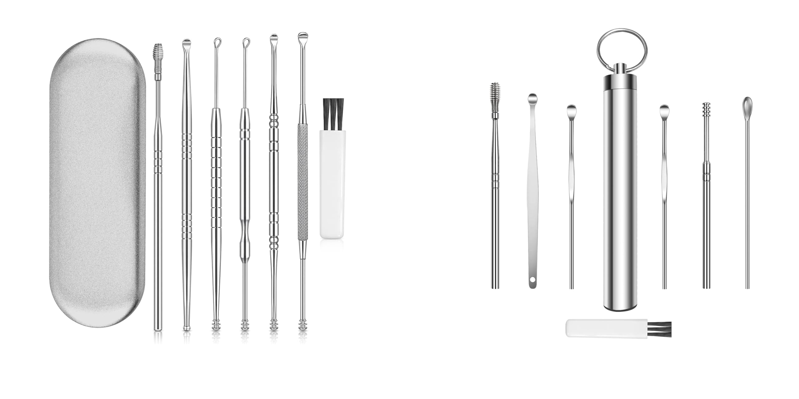 Ohrenreiniger Set Ohrenschmalz Entferner Edelstahl Silber Ear Cleaner Ohrreiniger für Erwachsene