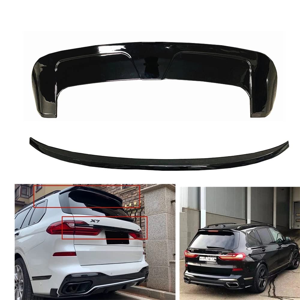BTHDPP Gloss Black Splitter Body Kit Car Tail Gate Window Upper Trim Roof Wing,Rear Trunk Lid Mid Spoiler Lip For BMW X7 G07 2019-2021
