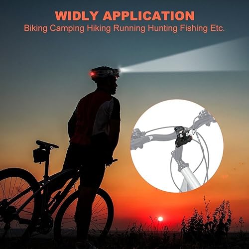 Miniatura 4 de COSOOS - Linterna LED para faros delanteros, recargable con luz de seguridad roja, 2500 lúmenes Xtreme brillante, con zoom de 4 modos para adultos,