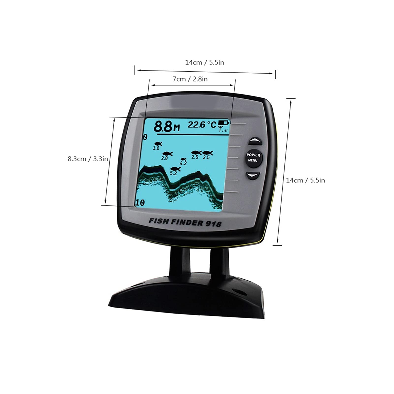 Fiseur de pêche Capteur de transducteur câblé Fishfinder 45 degrés Echo LCD Détecteur de Poisson de pêche de la localisation de Poisson,Rechargeable Longue DuréE