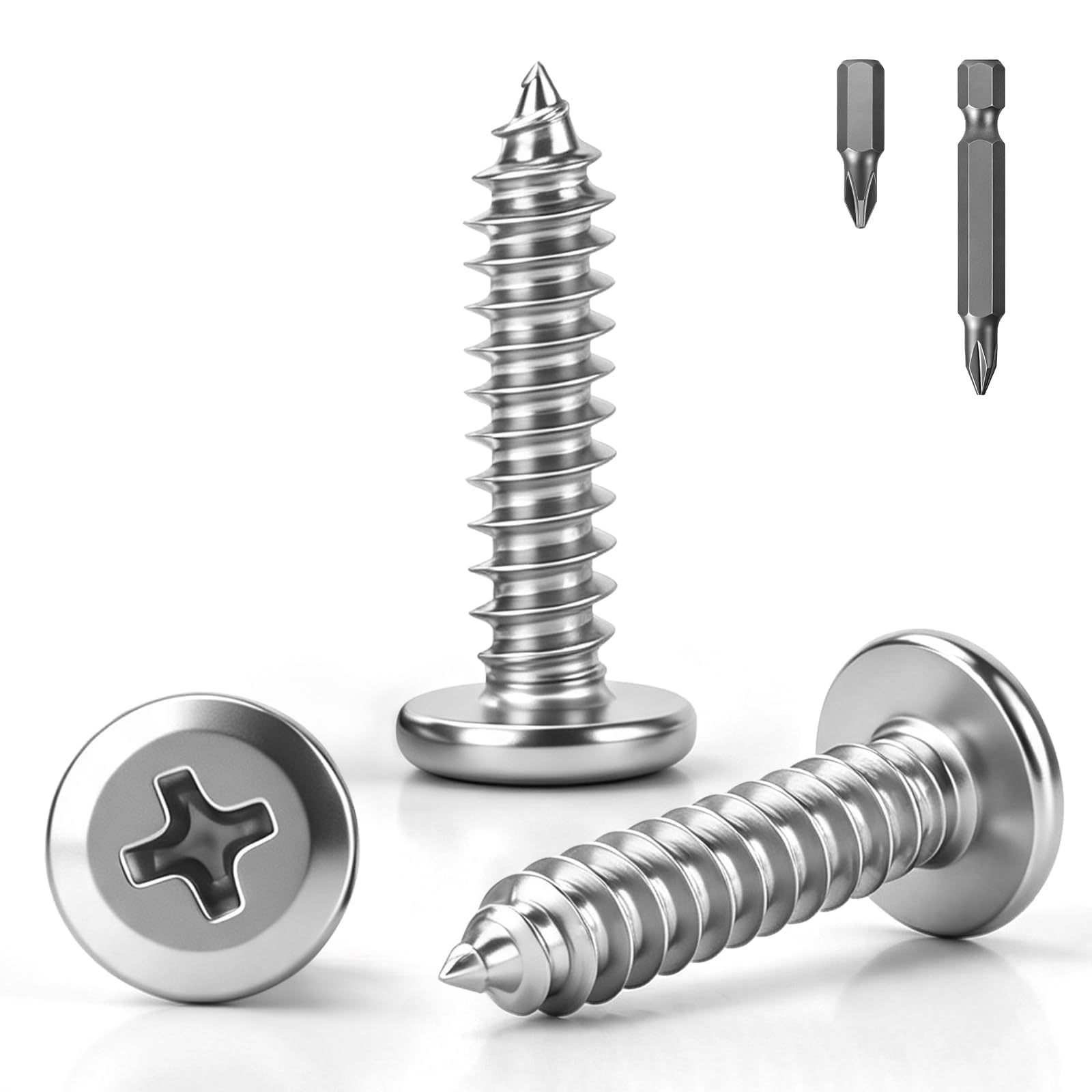 40Pcs M5x30mm Stainless Steel Self Tapping Screws Flat Head Screws Phillips