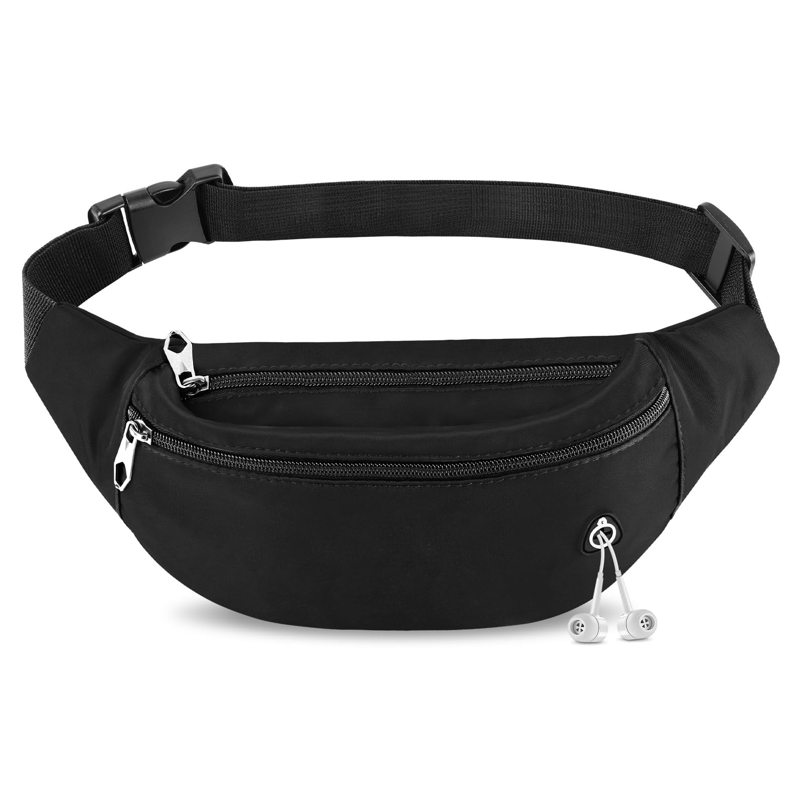 HOTUT Bum Bag for Ladies Women Men, with Headphone Jack & 3 Zipper Pockets