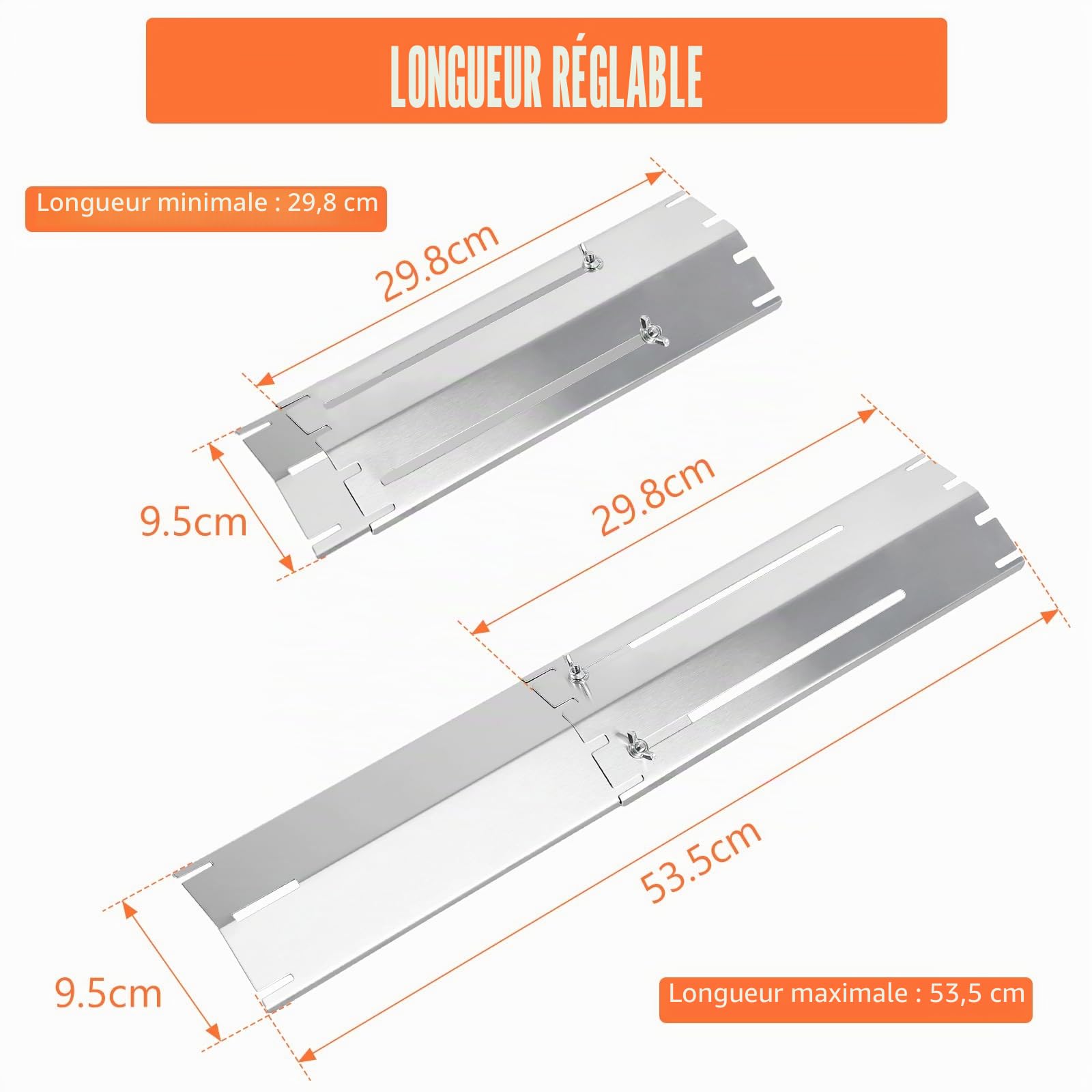 GFTIME 30 à 53cm Plaque de diffuseur Réglable Pièces de Rechange pour Landmann, Taino, Brinkmann, Charbroil, Uniflame, ProfiCook, Outback, Campingaz, Universelle Diffuseur Chaleur, Paquet 4