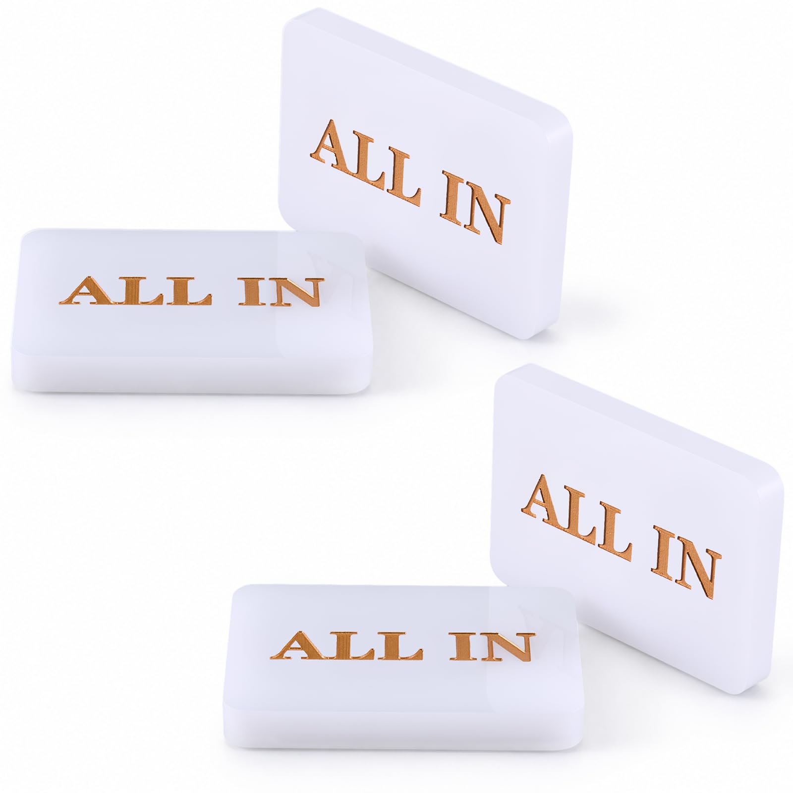 Foilswirl 4 Pcs Acrylic All in Buttons, Poker All in Plaque, 3/8" Thick