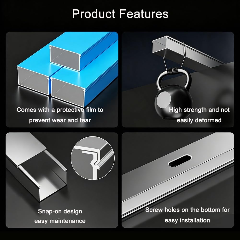 1 M Canaleta Pasacables de INOX 304 para Organizador Esconder Cables | Cubre Cables Pared Suelo Decorativos para Exterior Interior, Ancho 20-100 mm, Ignífugo y Resistente a la Corrosión