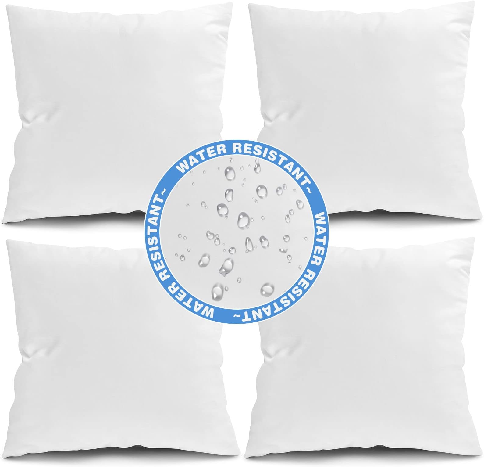 Fixwal Outdoor Pillow Inserts, 20x20 Inch Waterproof Pillows Inserts, 4 Pack Pillow Form for Patio, White