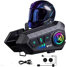 Fone de Ouvido Bluetooth para Capacete, Comunicador Intercomunicador para Motociclista, Alcance 10m, Controle de Música e Chamadas