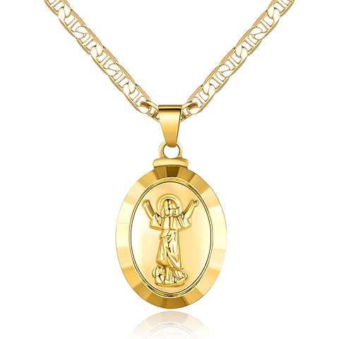 Barzel 18K Gold Plated Baby Jesus/Divinio Nino Necklace With Mariner Chain – Made In Brazil