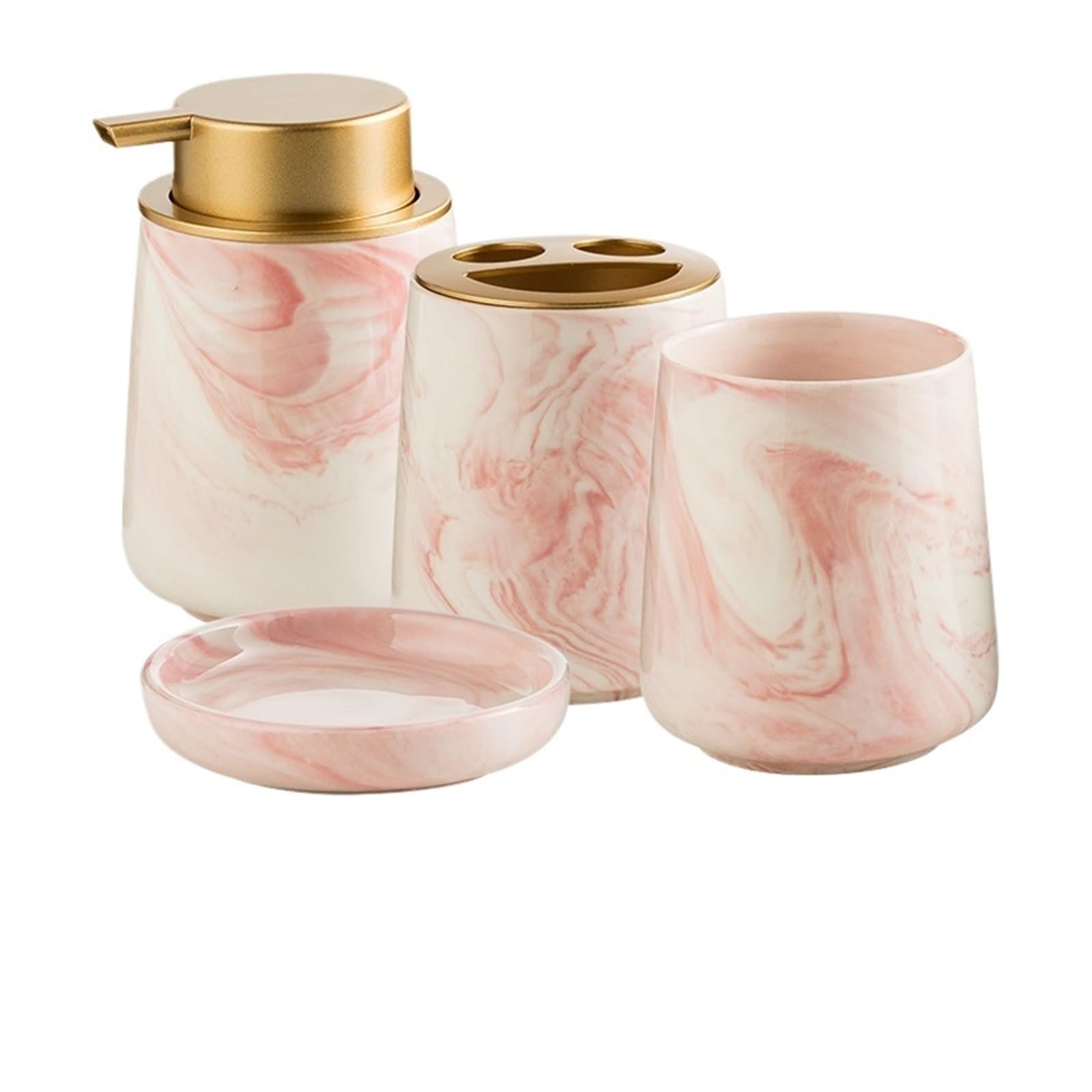 Ceramic Marble Pattern Bathroom 4-piece Set Toilet Toiletries Lotion Bottle Soap Mouthwash Cup Dish Wash Sets for Kitchen and Bathroom