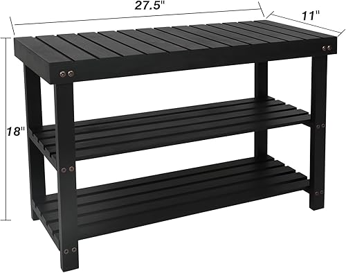 Vista 11 de Zapatero, organizador de zapatos de 3 niveles para almacenamiento de entrada, pequeño estante de madera para zapatos, zapateros independientes