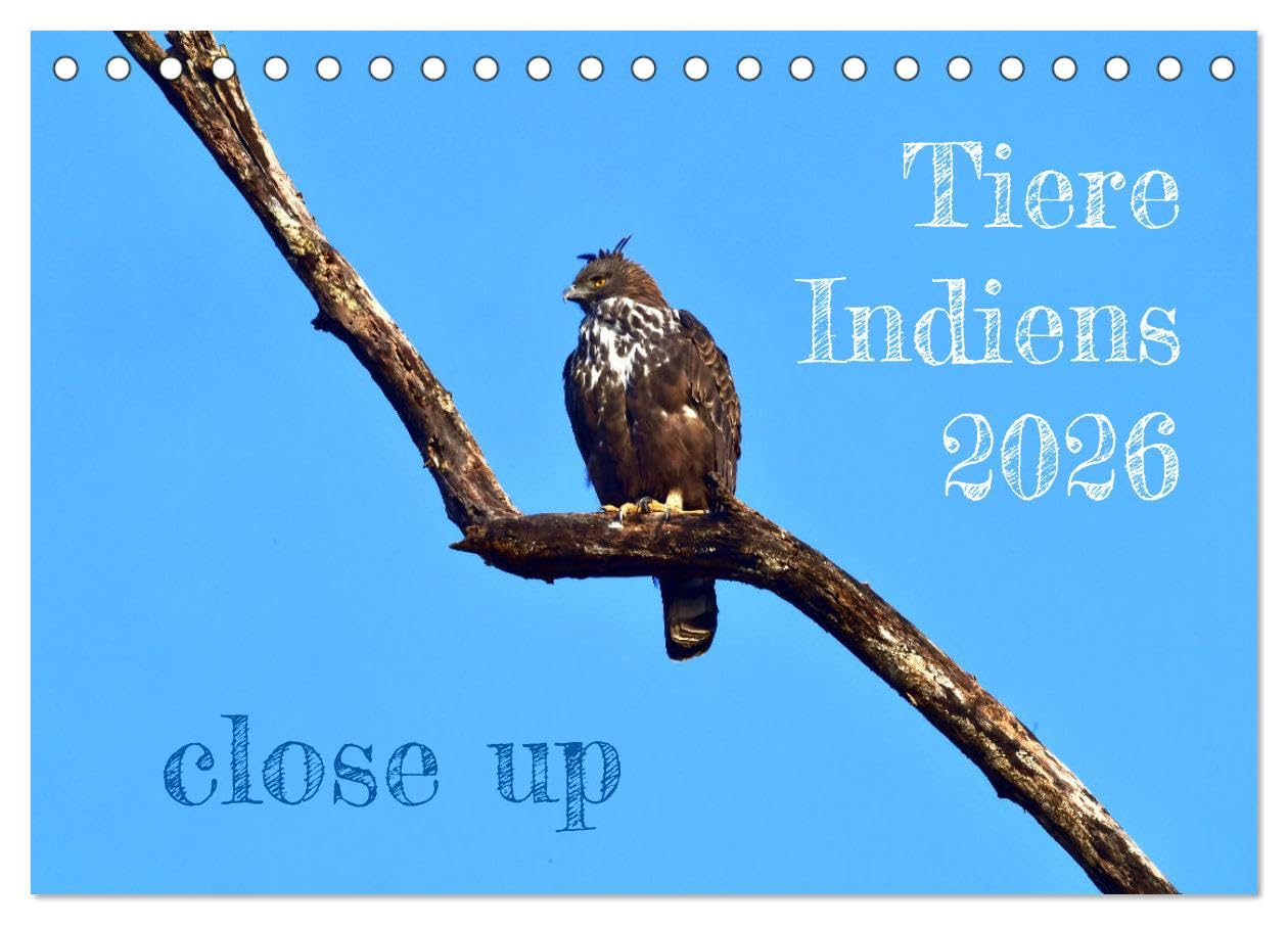 Tiere Indiens close up (Tischkalender 2026 DIN A5 quer), CALVENDO Monatskalender: Auge in Auge mit Wildtieren Indiens