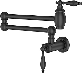 GIMILI Matte Black Pot Filler Faucet Wall Mount Kitchen Faucets Over Stove Faucet Folding Faucet with Double Joint Swing Arms