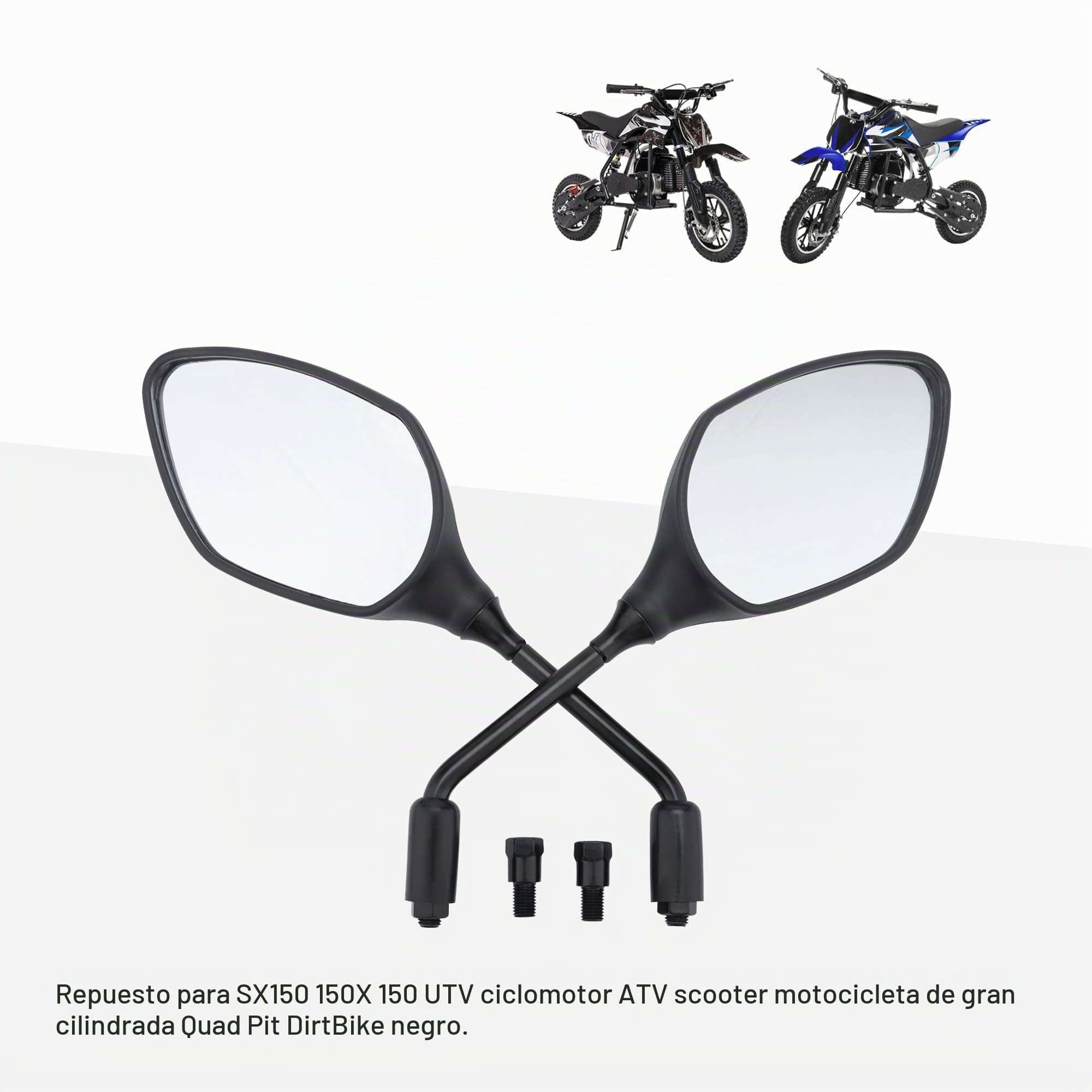 GOOFIT 10mm Motorcycle Rear View Side Mirror 360 Degrees Rotation M10 Replacement for SX150 150X 150 UTV Moped ATV Scooter Suzuki Large Displacement Motorcycle Quad Pit Dirtbike Black