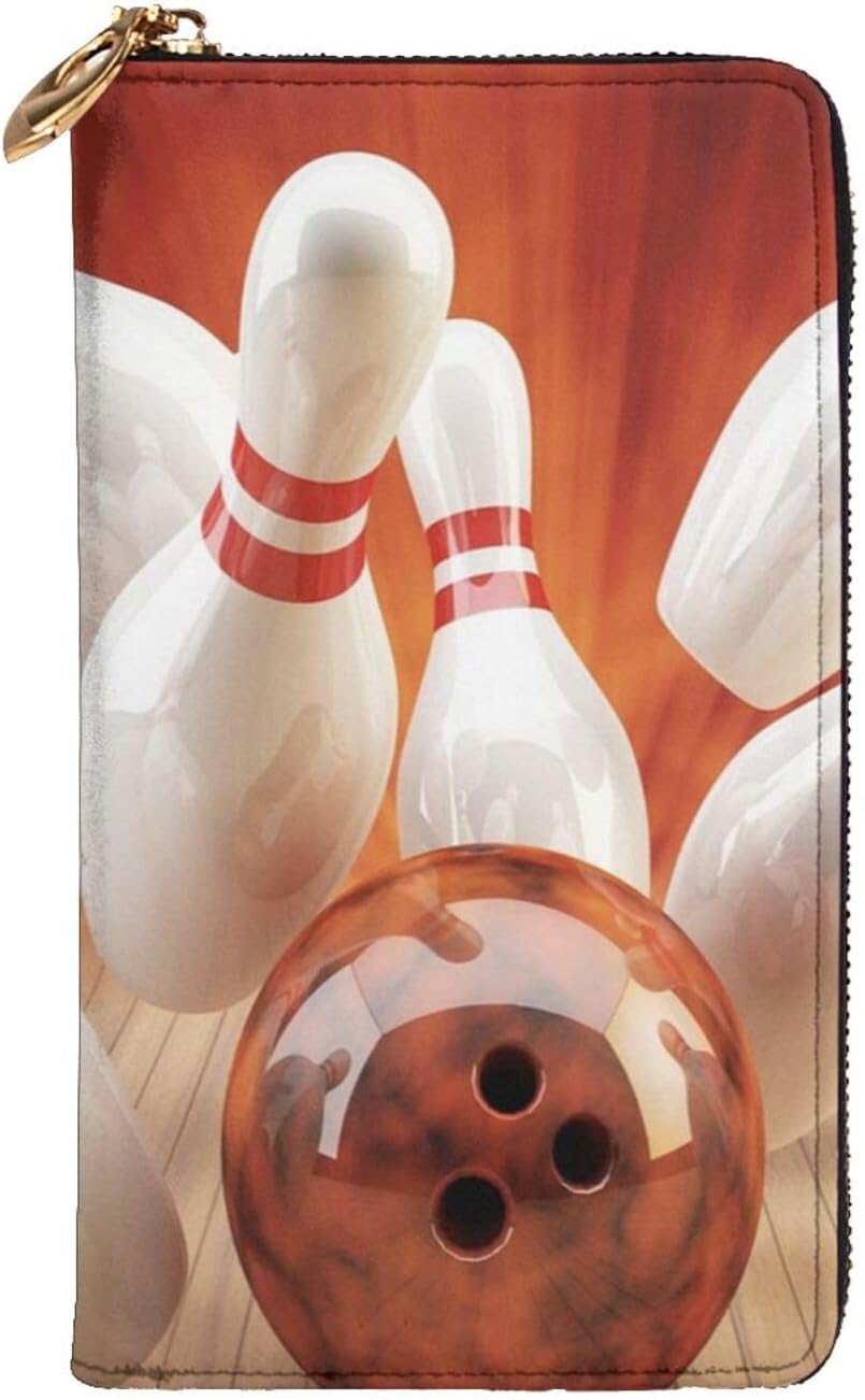 [NEXEAR] ボウリング おしゃれ 本革 ファスナー 長財布 金属ファスナーミニ財布 携帯に便利 小銭入れ Icカード収納 大容