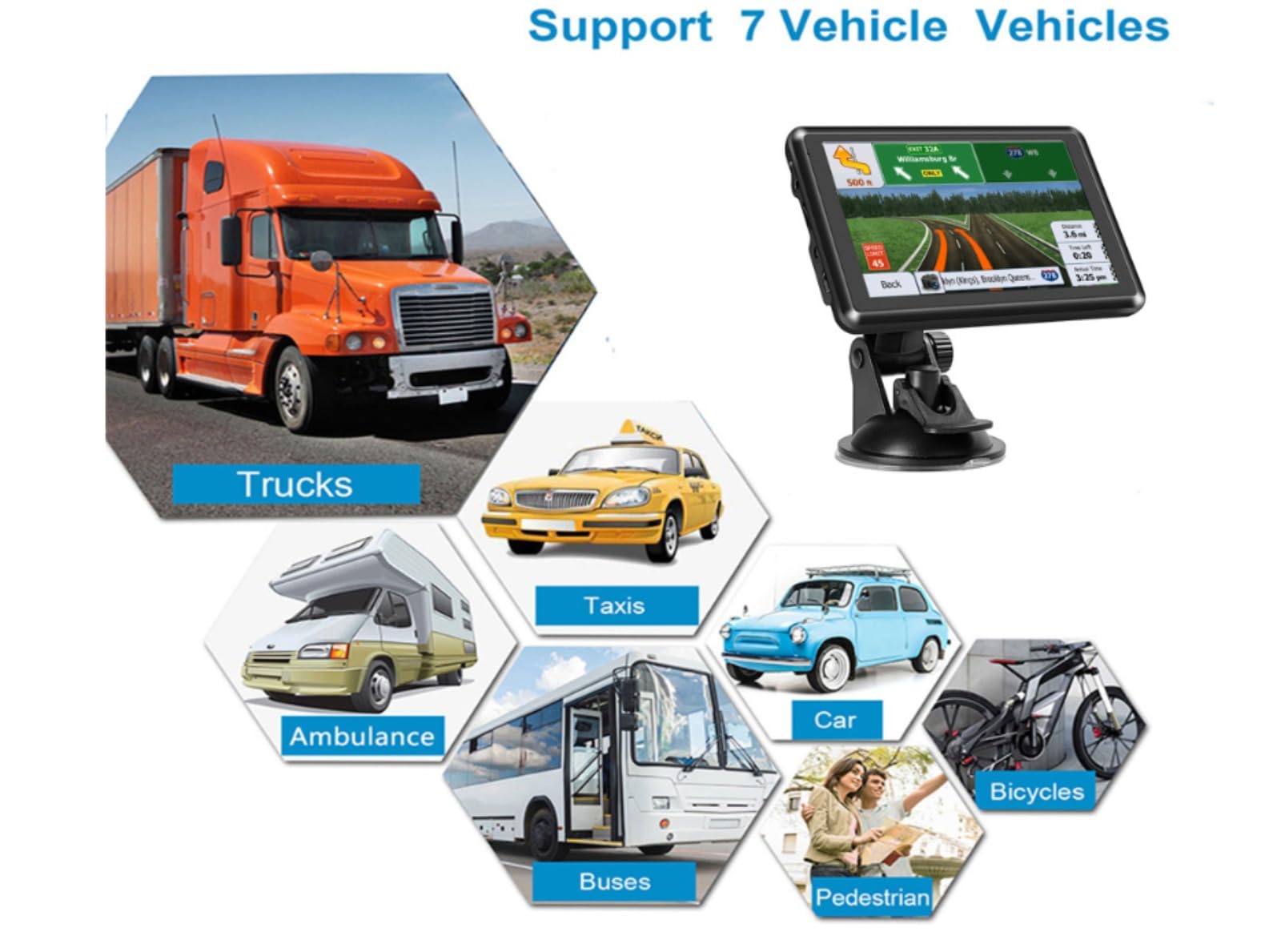Fracix Sat Nav, Hgv Sat Nav with Voice Guidance, 7 Inch and 9 Inch GPS Navigator Device for Cars, Trucks and Buses with Touch Screen (7 Inch) - 3