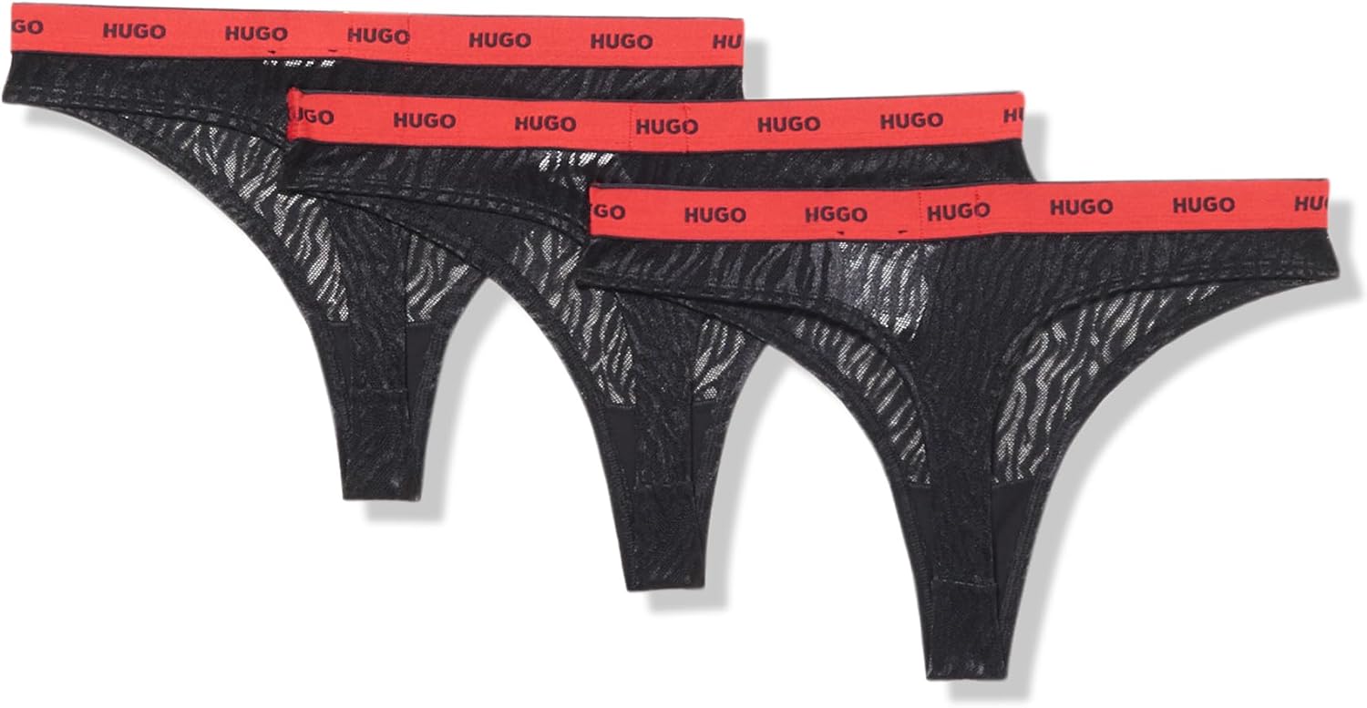 HUGO Women's 3-pack Repeat Logo Lace Thongs