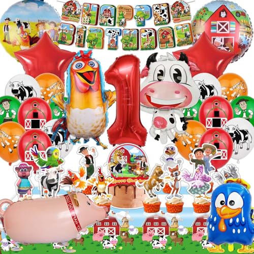 Farm Theme Birthday Decorations Party Decorations Birthday Party Supplies Banner Balloons Tablecloth Cupcake Toppers Large Cake Decorations Table Cover (1 year old)