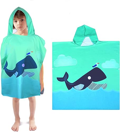 Miniatura 8 de Toallas de playa para niños con capucha, toallas de baño para niños, lindo poncho de tiburón de dibujos animados, toalla de microfibra con capucha,