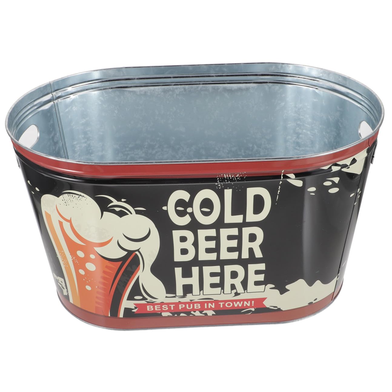 Cubo de Hielo de Metal con Asa, Cubo de Hielo Ovalado sin Rebabas, Compacto y Resistente para Enfriar Bebidas en Camping y Barbacoas