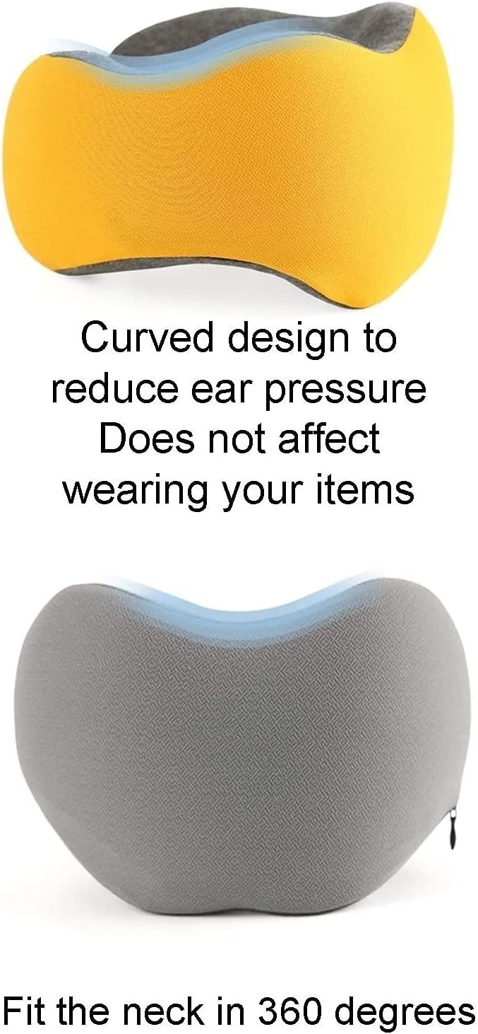 Travel Pillow Memory Foam Neck Pillow, Comfortable & Lightweight, Breathable and Improved Support Design, for Airplanes and Travel, Portable Travel Pillow for Kids Adults Aircraft Car Train Offic