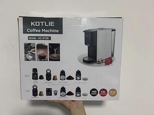 Miniatura 5 de KOTLIE Máquina de café expreso, ajusta el volumen libremente, cafetera de una sola porción 4 en 1 para Nespresso originalK cupcafé en polvoilly