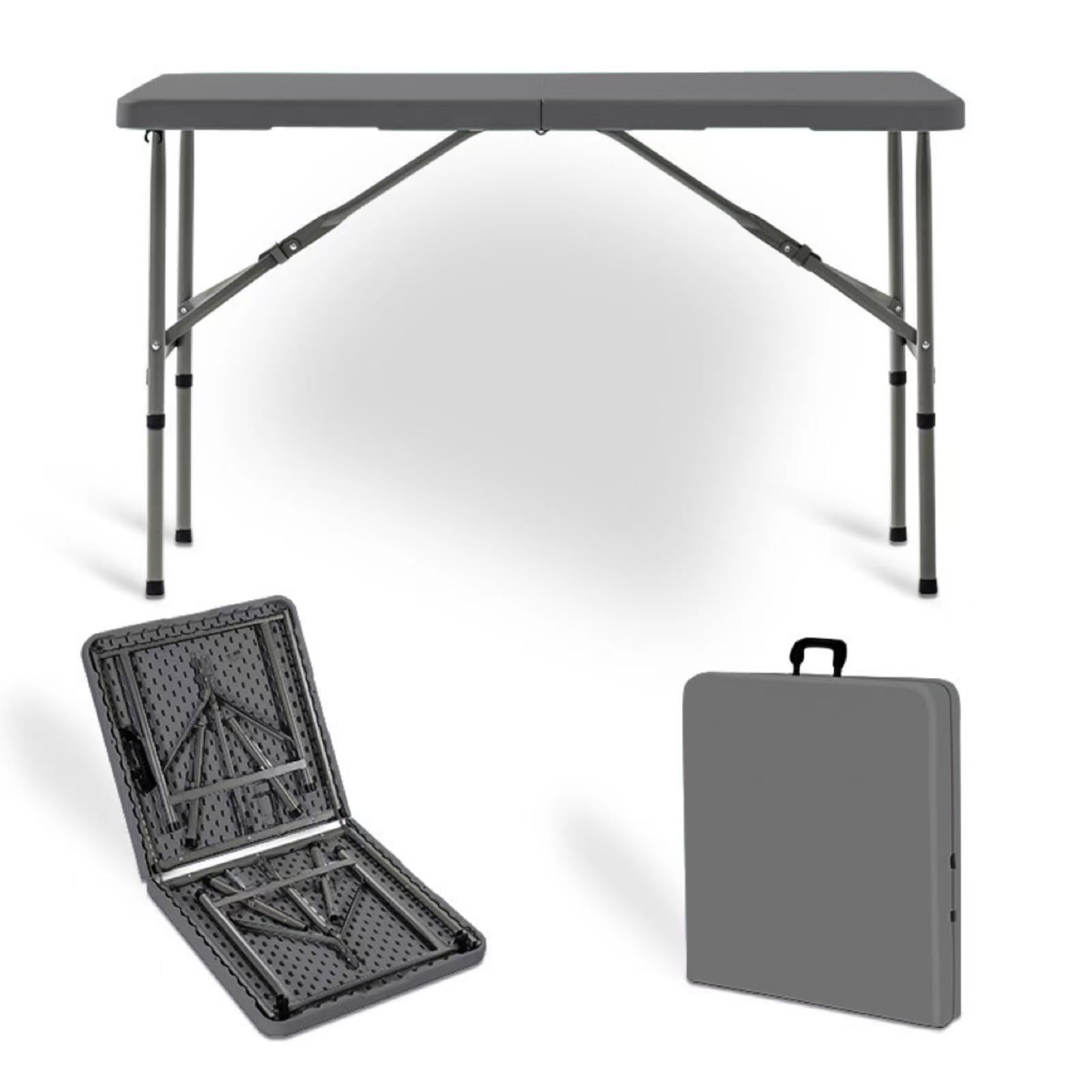 Tavolo pieghevole portatile in alluminio leggero da 1,8 m, versatile, per esterni, barbecue e tavolo par, per giardino, campeggio e cene a buffet (grigio)