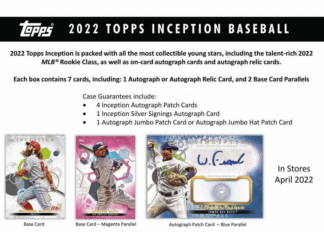 Amazon.com: 2022 Topps Inception Baseball Hobby Box (1 Pack/7 