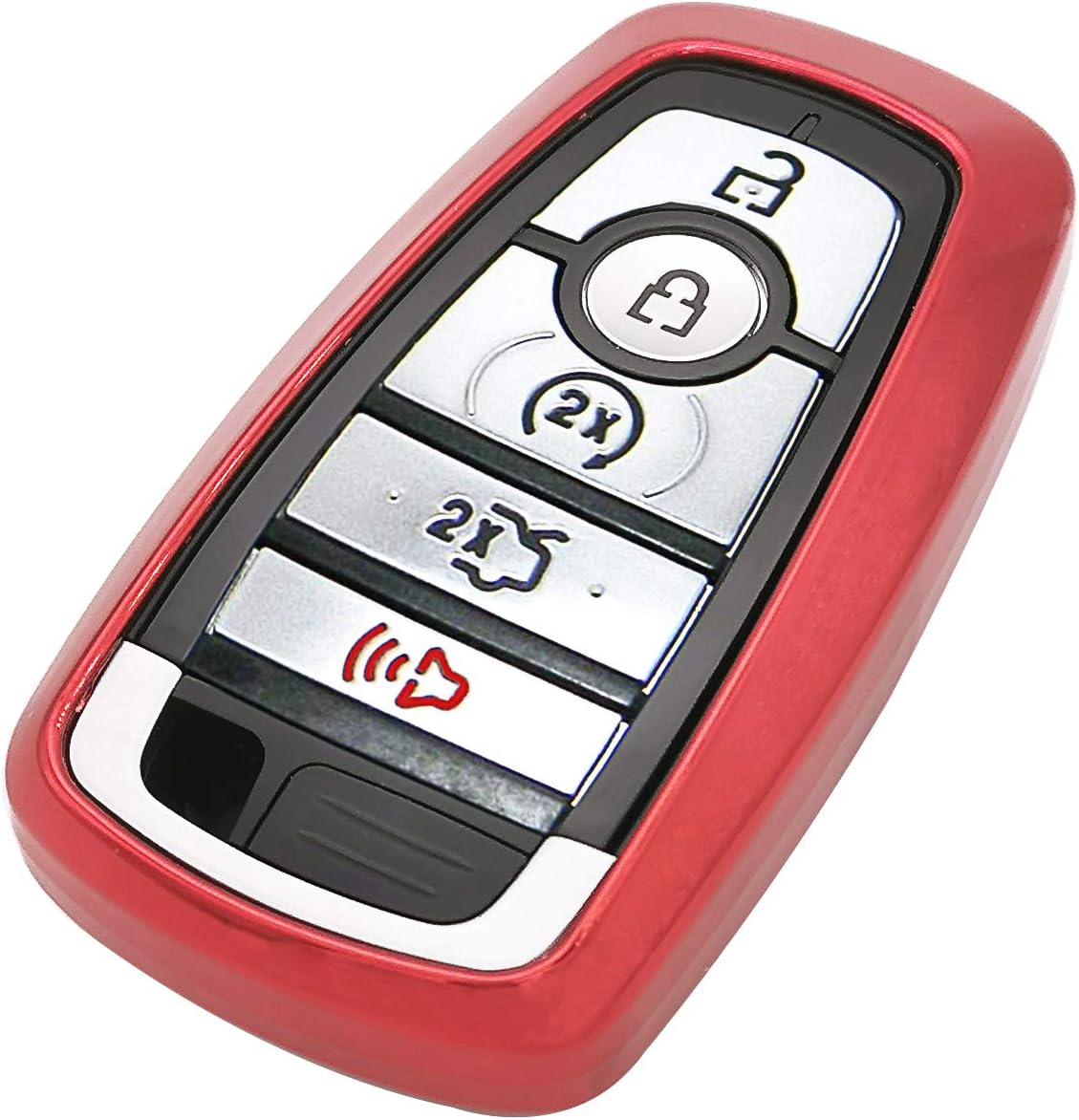 Red TPU Key Cover Case Fob Jacket Glove Holder for 2017 2018 2019 2020 2021 2022 2023 2024 Ford Bronco Fusion Edge Mustang F150 Explorer Expedition Ecosport 3/4/5 Buttons