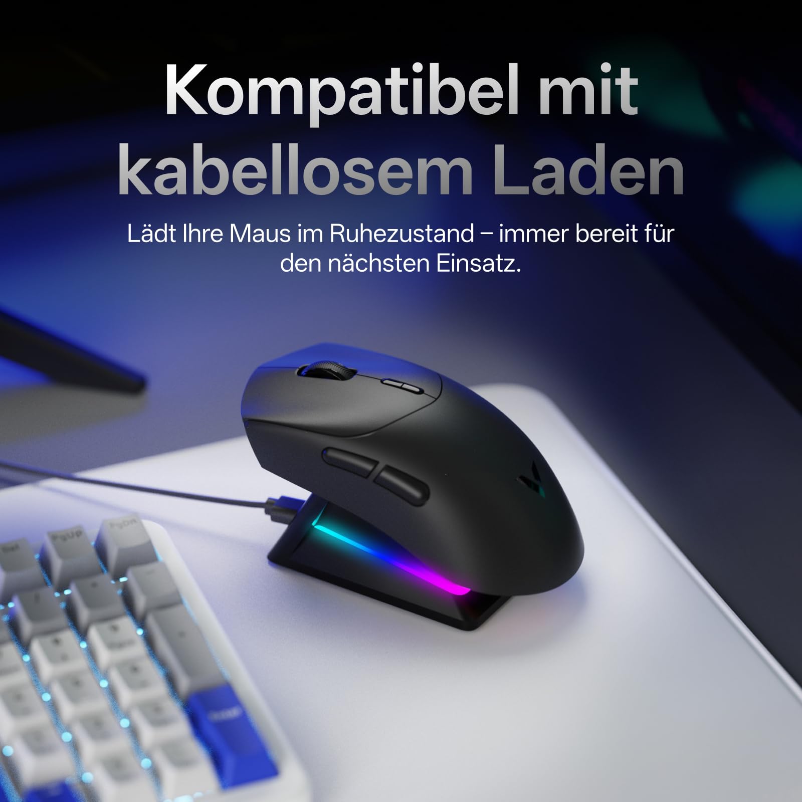 Rapoo VT7 MAX Kabellose Gaming-Maus, 53g Ultraleicht, Native 8000Hz, Nordic | nRF54L15 MCU, 750h Akku, PAW3950 30K DPI, 10 Programmierbare Tasten, Symmetrisches Design, Kompatibel mit PC & Mac, Schwarz
