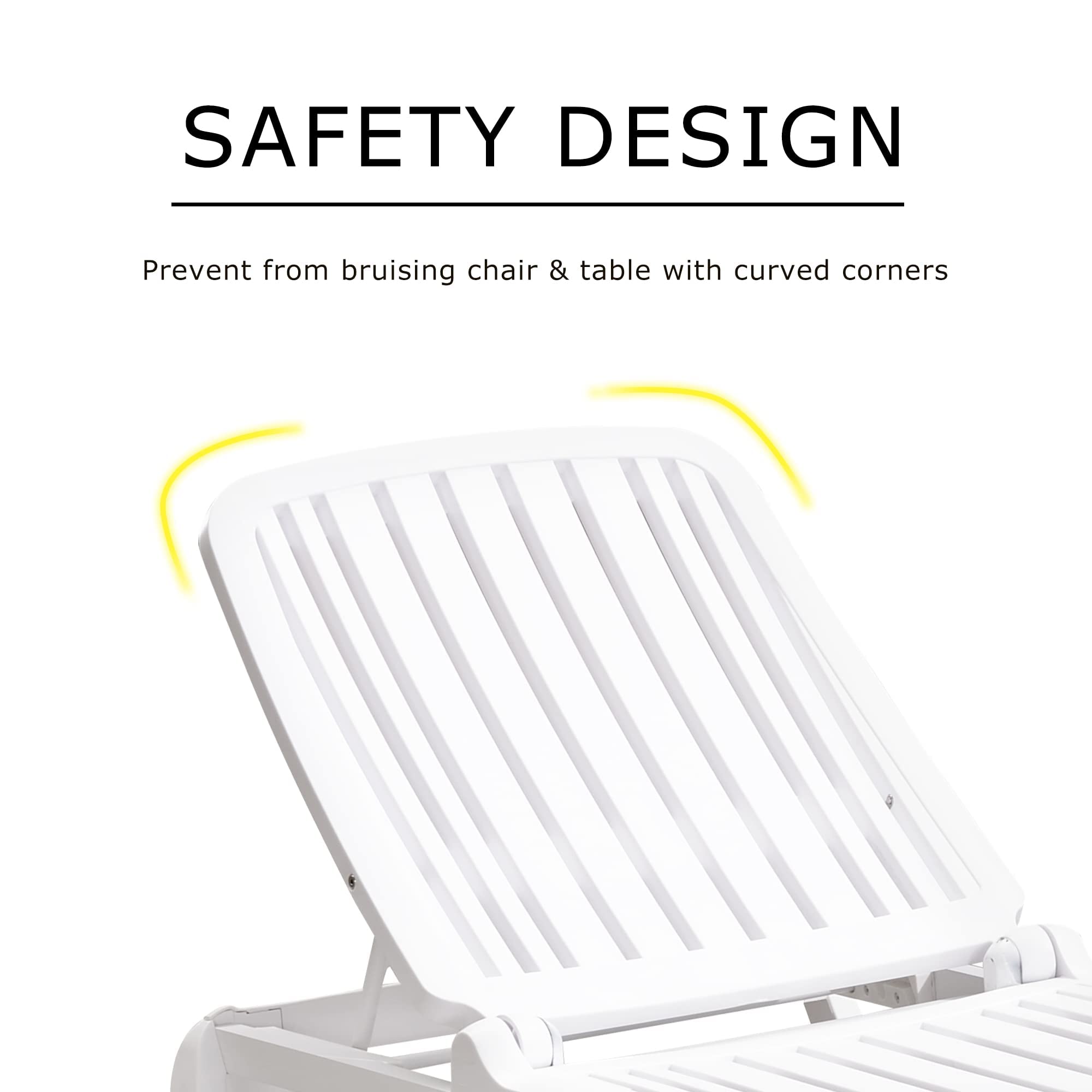 PURPLE LEAF Outdoor Pool Chaise Lounge Plastic Chair Set of 3 Patio